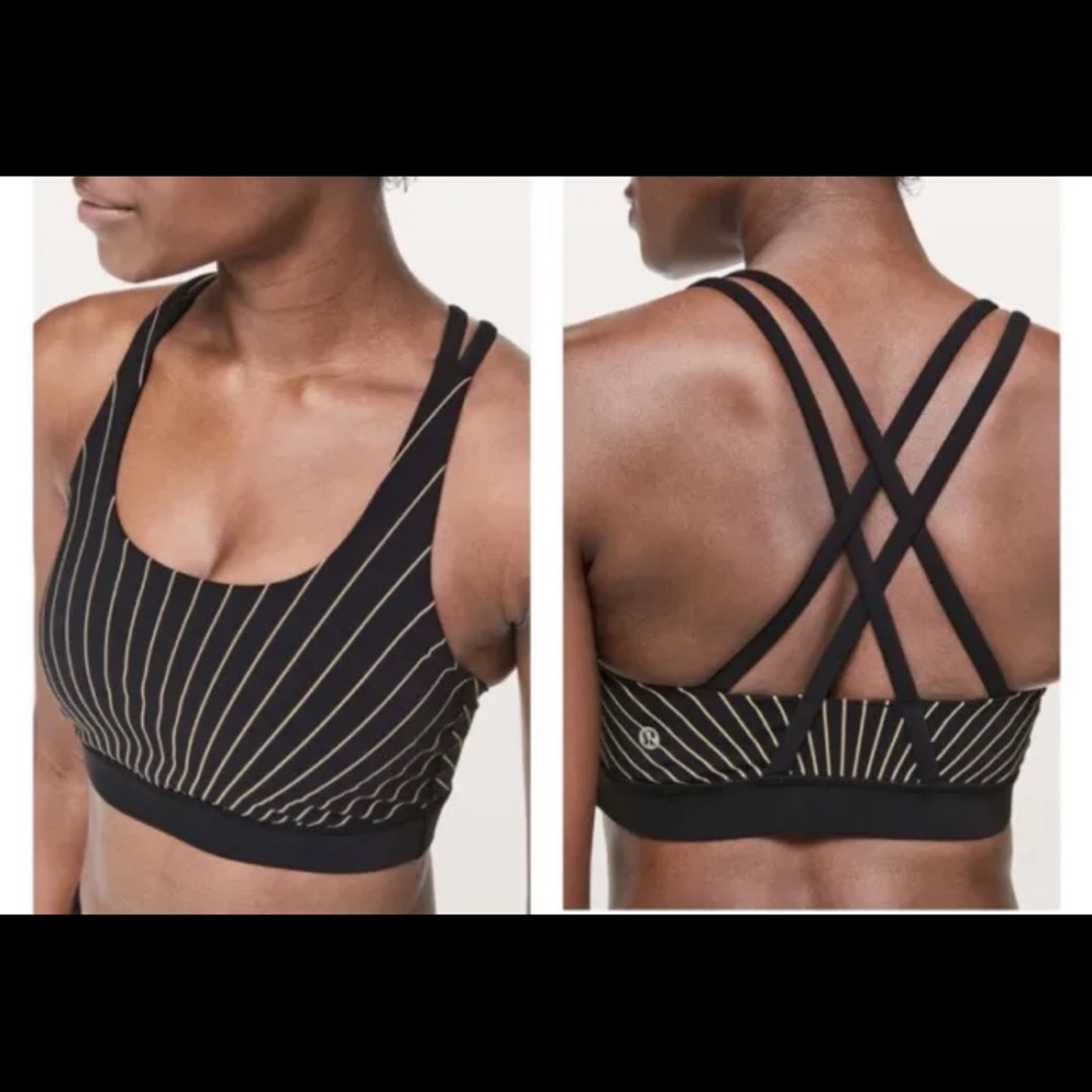 NWOT- LULULEMON X Barry’s Energy Bra Women’s Black High Beam Soft Sand- Size 4